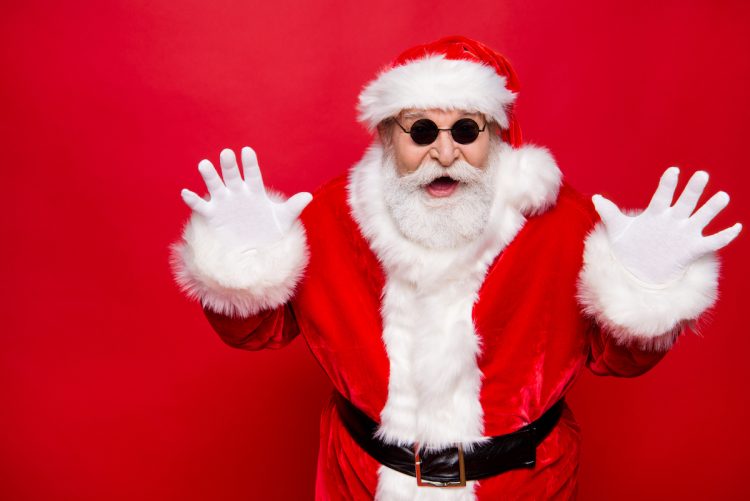 Surprised Santa with black glasses